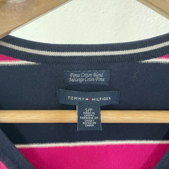 Tommy Hilfiger Pullover Navy Blue and Pink Stripes Size S/P - Picture 4 of 4